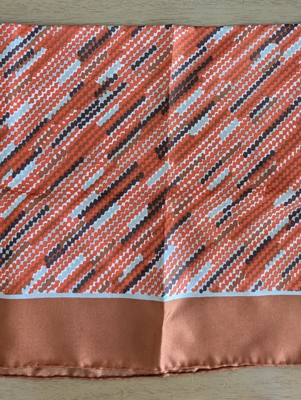 Vintage 1960s/1970s Schiaparelli Glentex Silk Scarf Geometric Rust Brown Japan